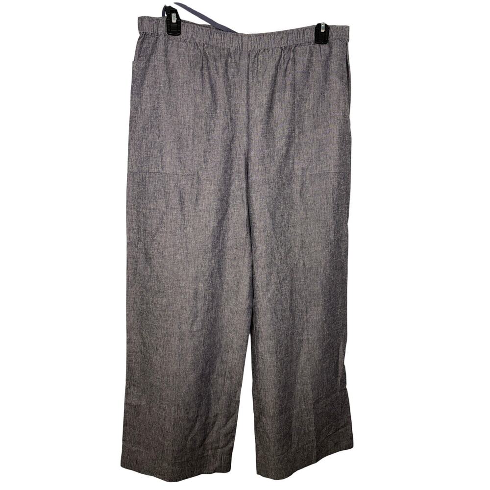 Vince Mid Rise Casual Pull On Pants XL Indigo Blue Viscose Linen Drawstring Boho